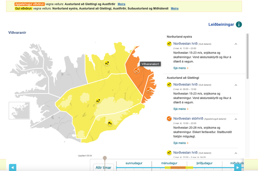 Skólahald mánudaginn 2. mars.
