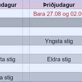 Sundstundatafla Haust 2024