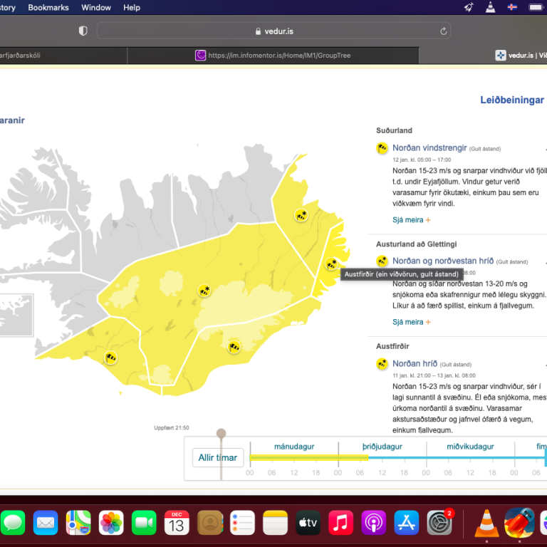 Skólahald 12. janúar
