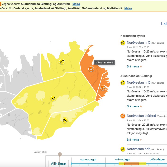 Skólahald mánudaginn 2. mars.